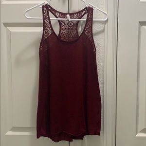 Red lace back tank top